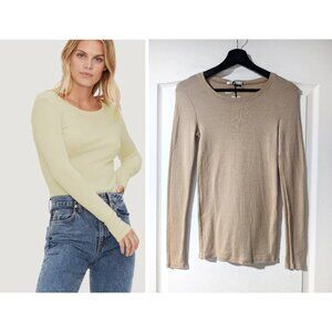 Michael Stars | Emil Long Sleeve Shine Tee In Light Gold